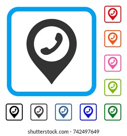 Phone Marker icon. Flat gray pictogram symbol inside a light blue rounded rectangle. Black, gray, green, blue, red, orange color versions of Phone Marker vector.