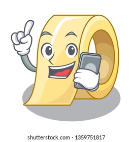 With phone masking tape in the shape characters