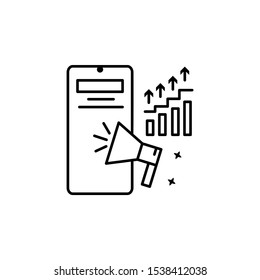 Phone megaphone icon. Simple line, outline vector of mobile payment icons for ui and ux, website or mobile application