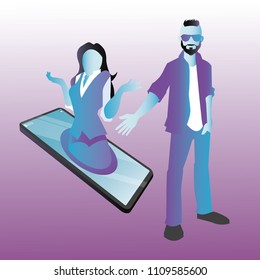 phone, men and woman