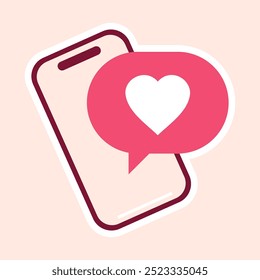 phone message from boy friend for valentine, love you couple flat vector