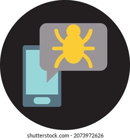Phone message bug, illustration, vector, on a white background.