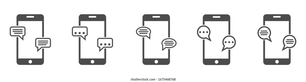 Phone with message icon. Chat sign, Vector