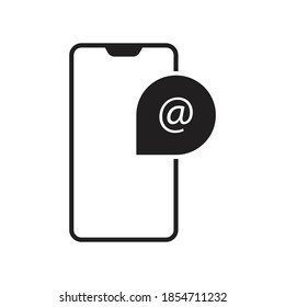 Teléfono con diseño de icono de mensaje aislado en fondo blanco