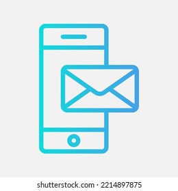 Icono de mensaje de teléfono en estilo degradado sobre el correo electrónico, uso para presentación de aplicación móvil del sitio web