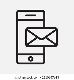 Phone message icon in line style about email, use for website mobile app presentation