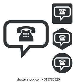 Phone message icon set, monochrome, isolated on white