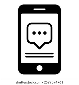 Phone with Message Icon. An icon of a smartphone with a message bubble, symbolizing communication, messaging apps, and notifications