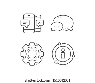 Phone Message line icon. Chat bubble, info sign elements. Mobile chat sign. Conversation or SMS symbol. Linear smartphone SMS outline icon. Information bubble. Vector