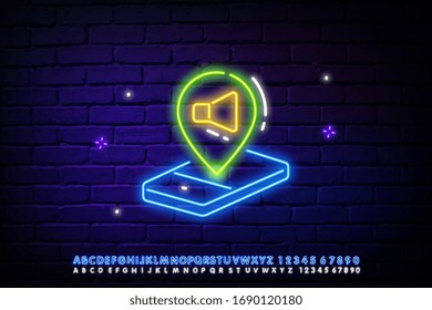 Phone Message line icon. Neon laser lights. Mobile chat sign. Conversation or SMS symbol. Glow laser speech bubble. Neon lights chat bubble. Banner badge with phone Messages icon. Vector