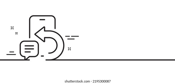 Phone message line icon. Smartphone app sign. Cellphone mobile device symbol. Minimal line illustration background. Phone message line icon pattern banner. White web template concept. Vector