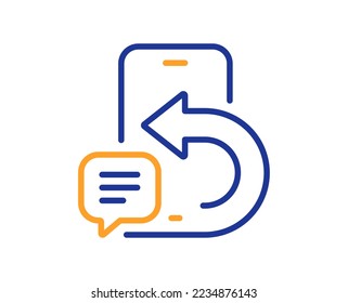 Phone message line icon. Smartphone app sign. Cellphone mobile device symbol. Colorful thin line outline concept. Linear style phone message icon. Editable stroke. Vector