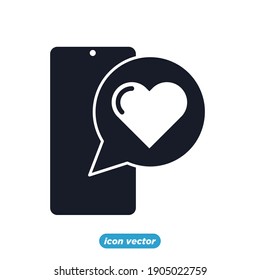 phone message love icon . happy romantic, valentine's day symbol vector illustration