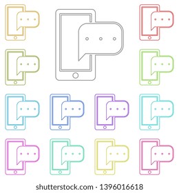 phone with message multi color icon. Simple thin line, outline vector of web icons for UI and UX, website or mobile application