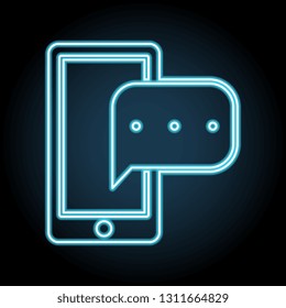 phone with message neon icon. Simple thin line, outline vector of web, minimalistic icons for UI and UX, website or mobile application
