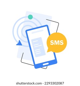 Phone message notification, receive authentication code, send sms,flat design icon vector illustration