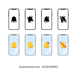 Phone message set icons. Silhouette and flat style. Vector icons.