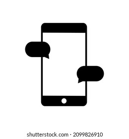 Teléfono con señal de mensaje. Marco de diálogo. Forma rectangular. Concepto de comunicación. Ilustración vectorial. Imagen de archivo. 