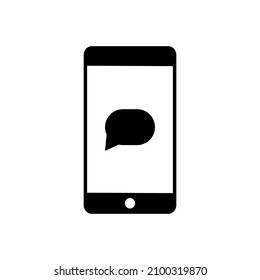 Phone with message sign. Rectangular shape. Message icon. Communication concept. Vector illustration. Stock image. 