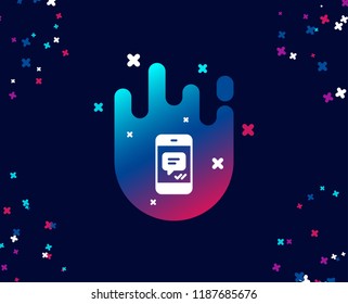 Phone Message simple icon. Mobile chat sign. Conversation or SMS symbol. Cool banner with icon. Abstract shape with gradient. Vector