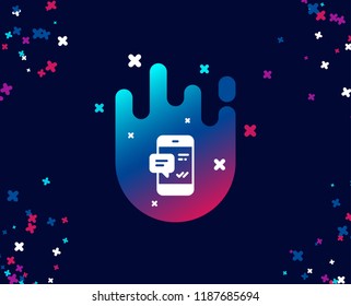 Phone Message simple icon. Mobile chat sign. Conversation or SMS symbol. Cool banner with icon. Abstract shape with gradient. Vector