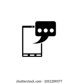 Phone Message Sms. Flat Vector Icon. Simple black symbol on white background