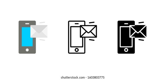 Phone Message Support icon. Service flat, silhouette, line vector illustration on white background