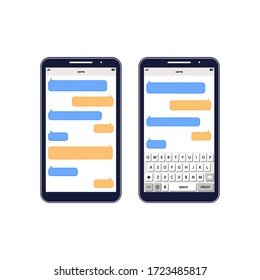 Phone Message Template. Social network messenger page template. Message chat bubbles vector icons for messenger. Icon flat on an isolated white background. EPS 10 vector