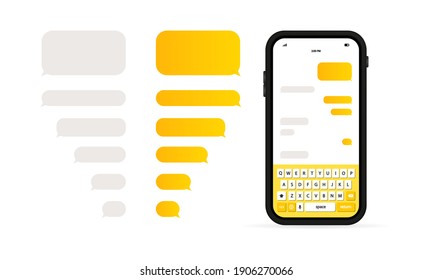 Phone Message Template. Social network chat page template. Message chat bubbles vector icons. Icon flat on an isolated white background. EPS 10 vector
