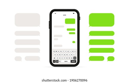 Phone Message Template. Social Network Chat Page Template. Message Chat Bubbles Vector Icons. Vector On An Isolated White Background. EPS 10