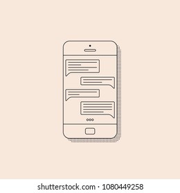 Phone with messages. Vector illustration in flat line style