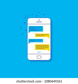 Phone Messages Vector Illustration Flat Line Stock Vector (Royalty Free ...