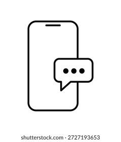 Icono de mensajería telefónica con una burbuja de discurso que muestra tres puntos, que simbolizan una conversación en curso o pendiente