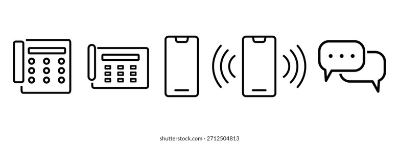 Telefon, Symbole für die Nachrichtenzeile, Smartphone, Symbole für Telefongrundlagen. 