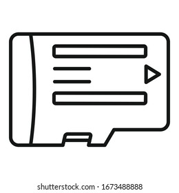 Icono de la tarjeta micro sd del teléfono. Icono de vector de tarjeta micro sd de contorno para diseño web aislado en fondo blanco