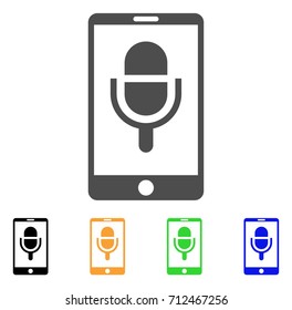 Phone Microphone icon. Vector illustration style is a flat iconic phone microphone symbol with black, grey, green, blue, yellow color variants. Designed for web and software interfaces.