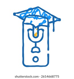 phone with microphone for recording lesson doodle icon sketch vector. phone with microphone for recording lesson sign. isolated symbol illustration