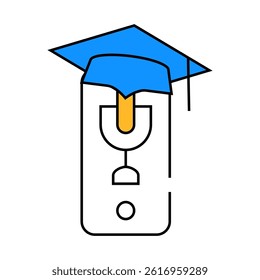 phone with microphone for recording lesson line icon vector. phone with microphone for recording lesson sign. isolated symbol illustration