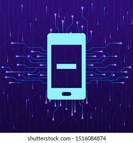 Phone, minimize, minus new technology vector icon. New mobile technology concept vector illustration. Phone, minimize, minus new technology vector icon