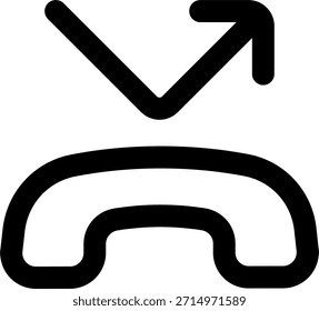 Phone missed call vector icon in modern style, unanswered call and communication notification illustration. Line Icon