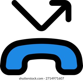 Ícone de vetor de chamada perdida do telefone em estilo moderno, chamada não atendida e ilustração de notificação de comunicação. Ícone Linha Preenchida