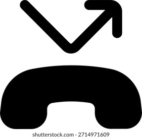 Ícone de vetor de chamada perdida do telefone em estilo moderno, chamada não atendida e ilustração de notificação de comunicação. Ícone de Glifo
