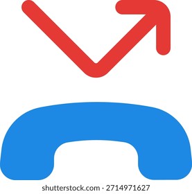 Phone missed call vector icon in modern style, unanswered call and communication notification illustration. Flat Icon