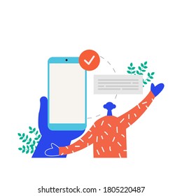 Ilustración vectorial del concepto de negocio móvil del teléfono en un estilo moderno y moderno