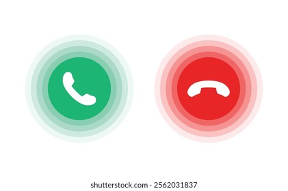 Phone or mobile call answer and decline in green and red colors ui buttons