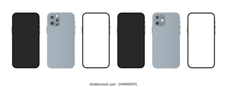 Phone. Mobile device. Smartphone mockup with modern display. Phone icon. Cellphone frame with modern display isolated templates. Vector EPS 10. Isolated on white background