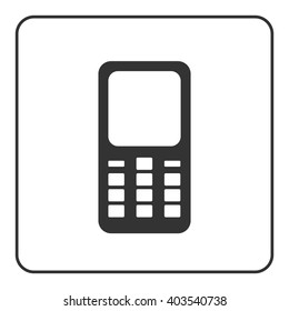 Phone mobile icon. Smartphone device sign isolated on white background. Flat modern design. Symbol of cell, call, cellphone web, electronic and technology, communication, business. Vector illustration