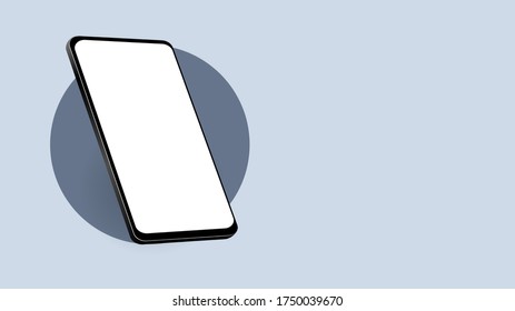 Phone Mobile mockup with blank screen design simple isolated on background. Minimal style. Isometric perspective. Vector illustration.