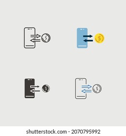 phone mobile money transaction vector icon