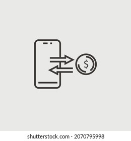 phone mobile money transaction vector icon